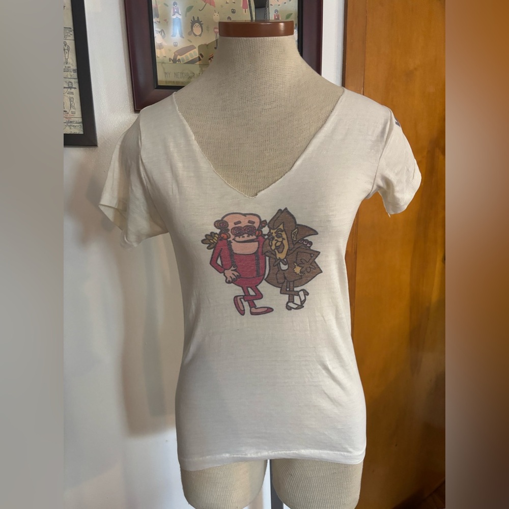 VINTAGE: Count Chocula/Frankenberry/Wonder Woman Distressed Tee SZ.S/M (IVORY)